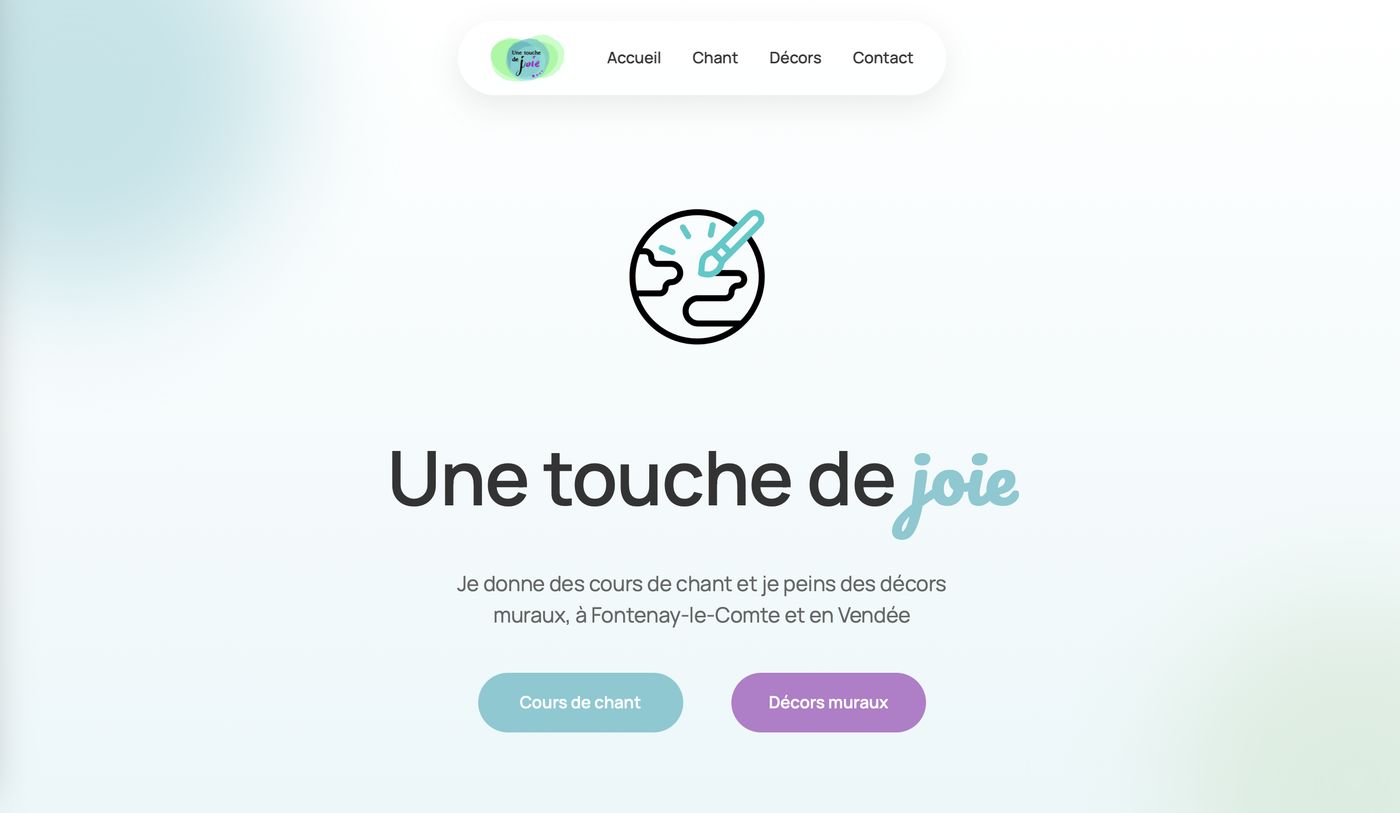 Une touche de joie : la page d'accueil