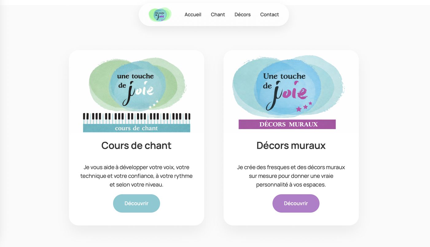 Une touche de joie : les deux activités, cours de chant et décors muraux