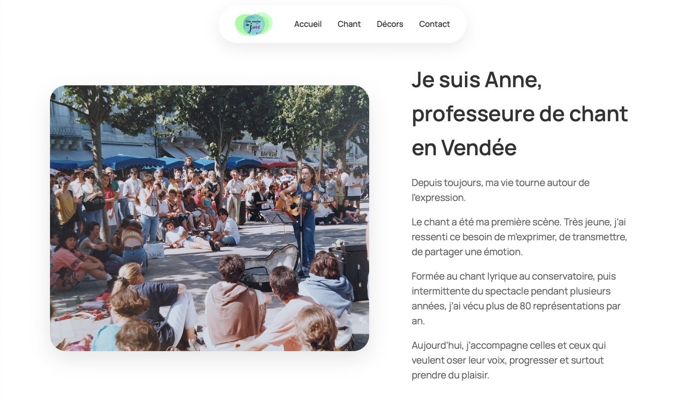 Une touche de joie : la page de présentation d'Anne